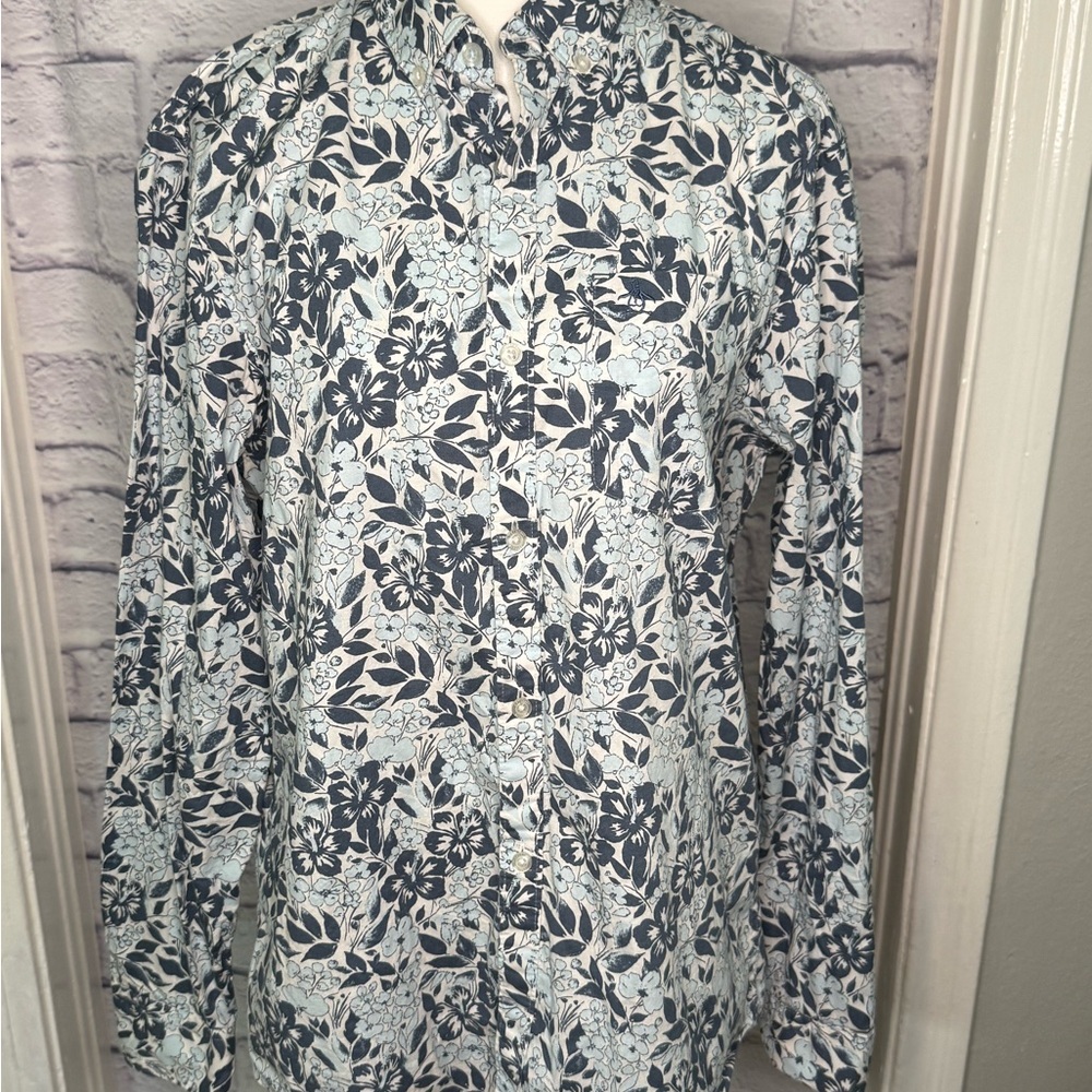 Original Penguin Blue and White Floral Shirt‎ Men's Medium